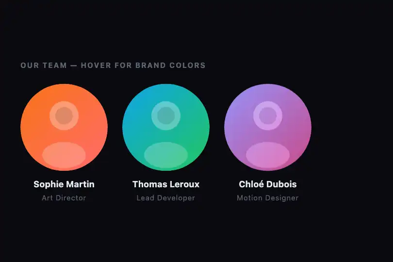 Team card — Avatar in brand duotone on hover — Duotone Image Filter example 3