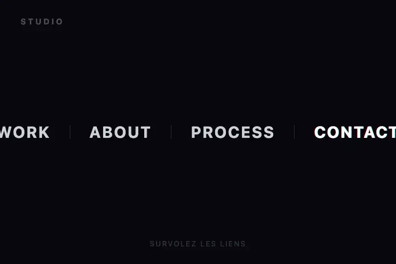 Navigation globale — Agence ou studio de design — Chromatic Aberration Text exemple 2