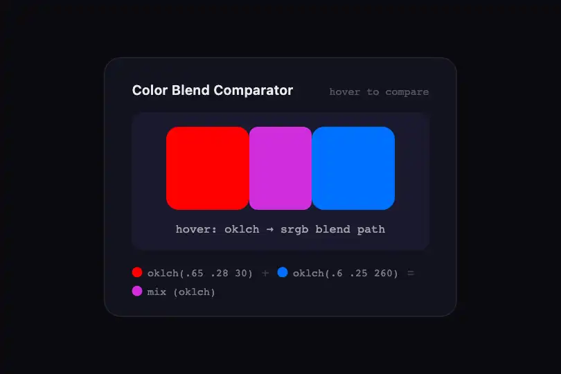 Design tool — Blend comparator inside a palette selector — Color Mix Crossfade example 1