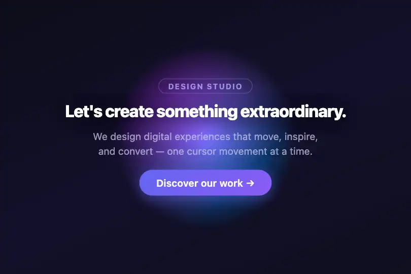 Creative agency hero — Brand-reveal background — Gradient Spotlight example 1