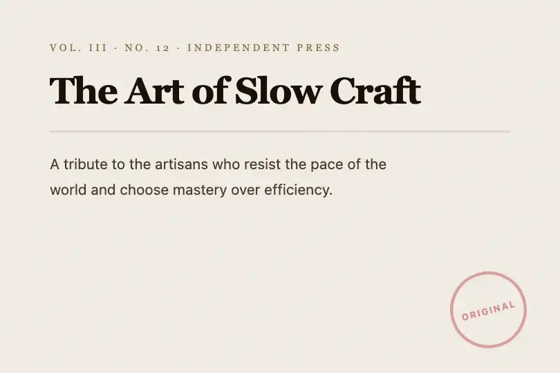 Full-page cover — Artisan brand hero section — Paper Texture example 1