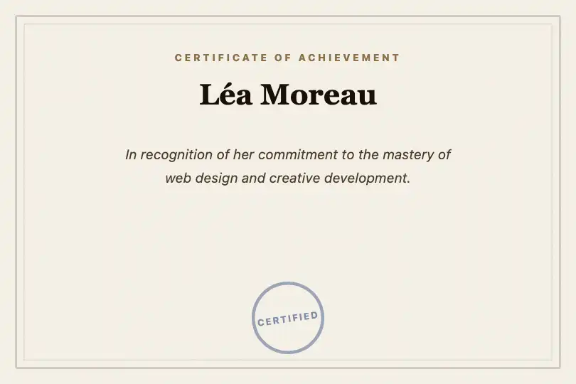 Digital certificate — Diploma or completion badge — Paper Texture example 3