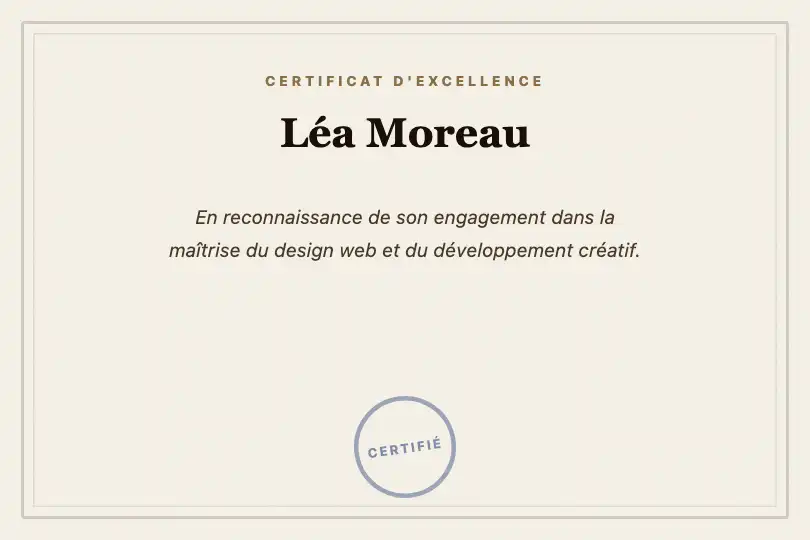 Certificat numérique — Diplôme ou attestation plein écran — Paper Texture exemple 3