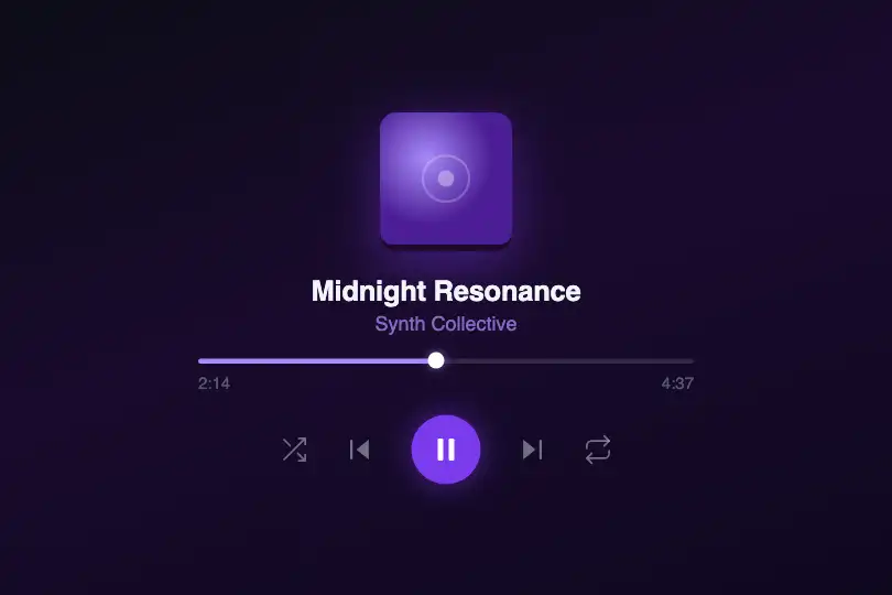 Audio player background — Dark playback screen in a music app — Grain Gradient example 3