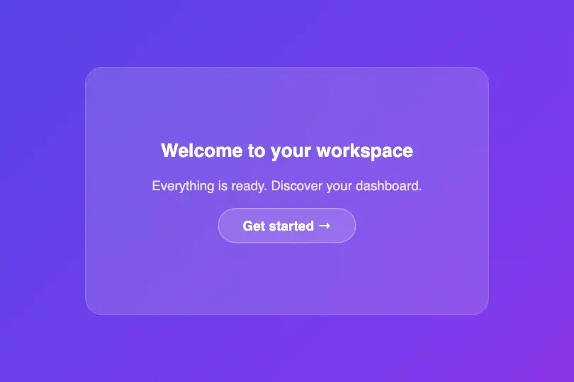 Welcome screen — Premium onboarding — Frosted example 1