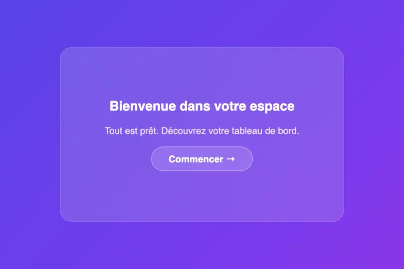 Écran d'accueil — Onboarding premium — Frosted exemple 1