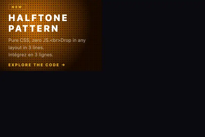 'New' feature card or block with retro anchor — HALFTONE example 3
