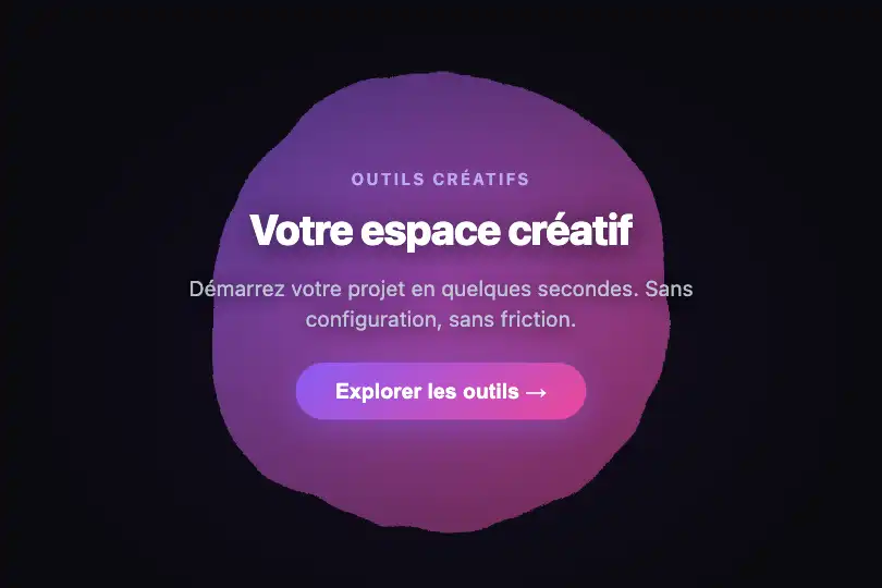 Écran d'accueil — intro visuelle plein écran d'un SaaS créatif — Organic Blob exemple 1