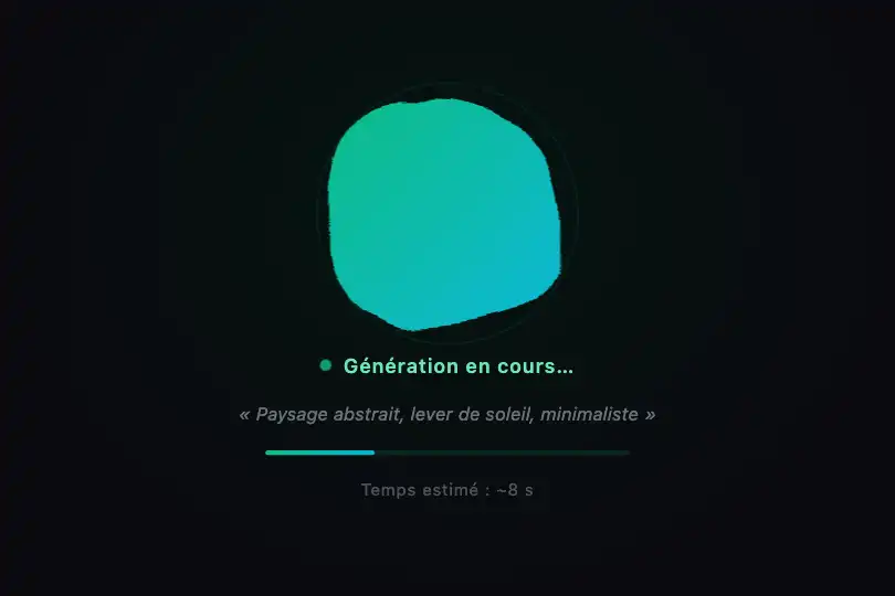 Indicateur IA — Animation d’attente d’un traitement génératif — Organic Blob exemple 3
