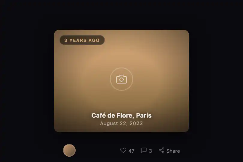 Memory card — 'X years ago' section in a social gallery — Vintage Photo example 2