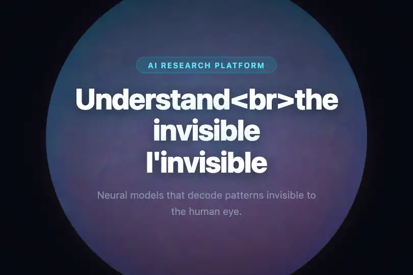 Full-screen hero — Visual identity of an AI app — Noise Morph example 1