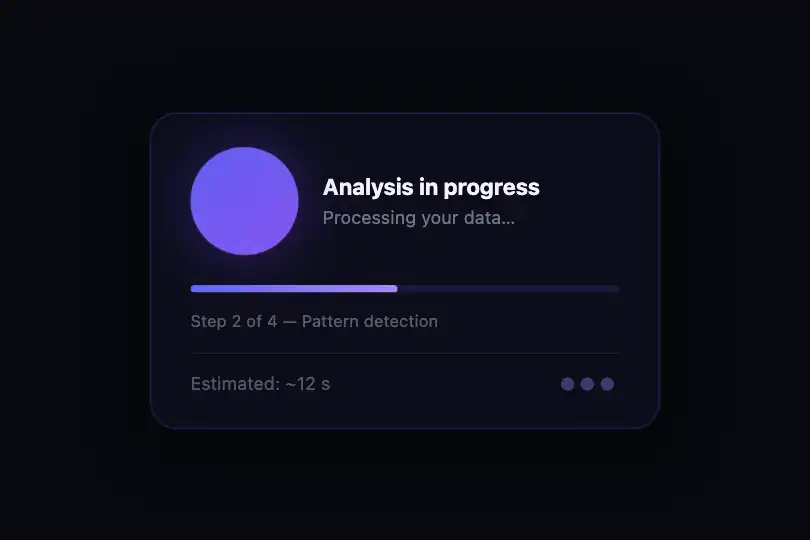 Processing indicator — "AI analysis in progress" card — Noise Morph example 2
