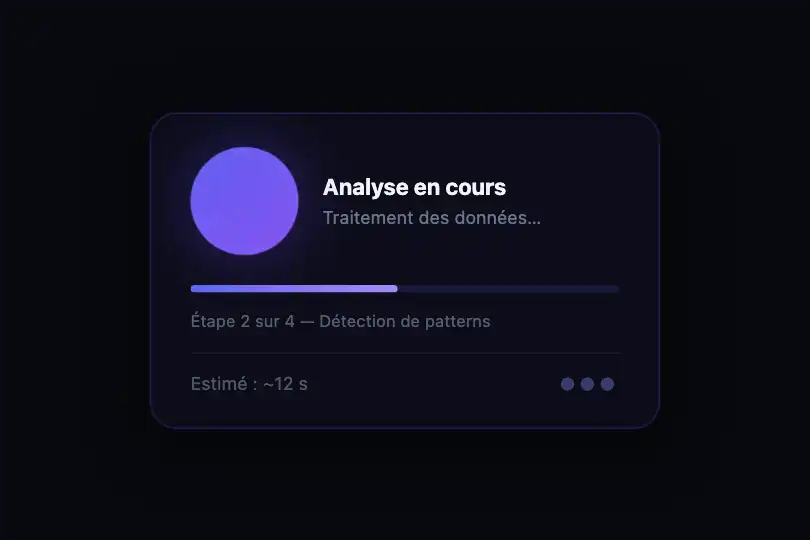Indicateur de traitement — Carte « Analyse IA en cours » — Noise Morph exemple 2