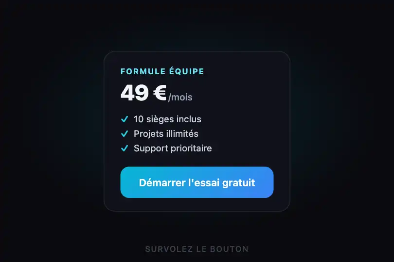Bouton d'essai gratuit — carte de tarification SaaS — Magnetic Button exemple 1
