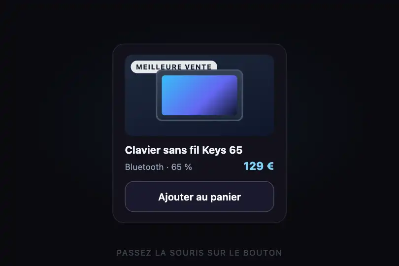 Ajouter au panier — carte produit d'une boutique tech — Shine Sweep exemple 1