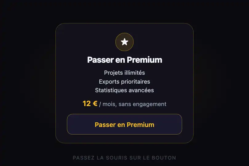 Passer en Premium — carte de montée en gamme — Shine Sweep exemple 3