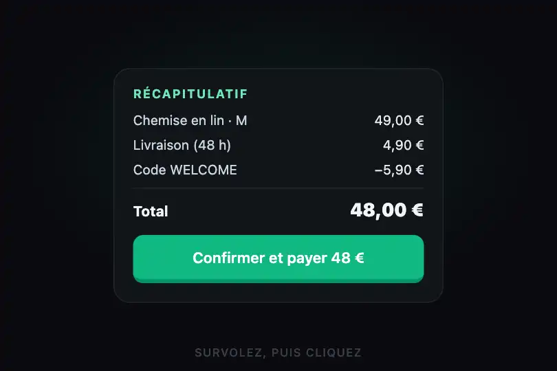 Confirmer et payer — récapitulatif de commande — 3D Press exemple 1