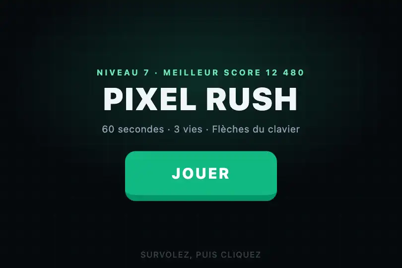Jouer — écran d'accueil d'un quiz ou d'un mini-jeu — 3D Press exemple 3