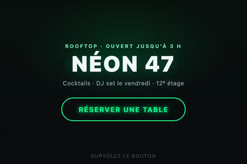 Réserver une table — site d'un bar ou d'un club — Neon Glow exemple 1