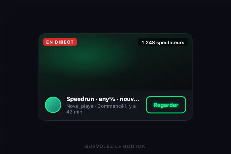 Regarder le live — carte de diffusion en direct — Neon Glow exemple 2