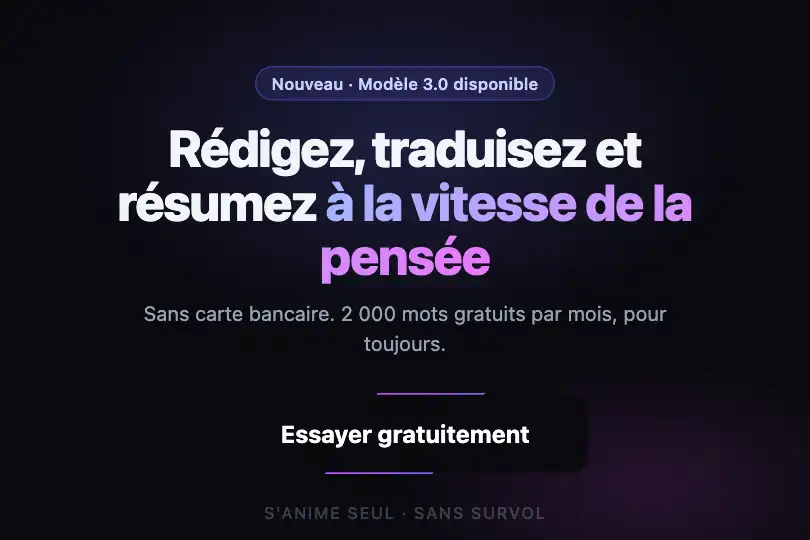 Essayer gratuitement — landing d'un produit IA ou SaaS — Rotating Border exemple 1