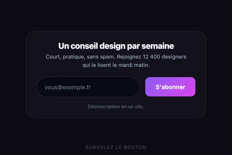 S'abonner — champ e-mail et bouton en ligne — Morph exemple 3