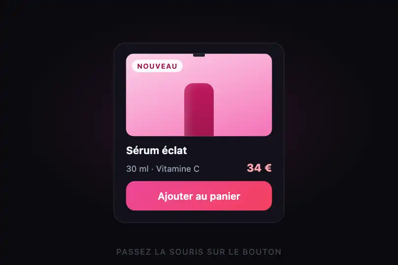 Add to cart — beauty or fashion product card — Particle Trail example 1