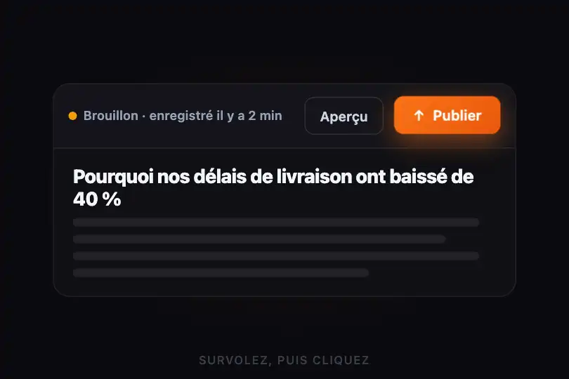 Publier — barre d'outils d'un éditeur de contenu — Press Feedback exemple 3