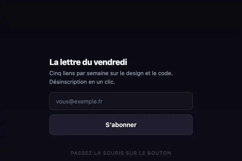 S'abonner — champ de newsletter — Slide Reveal exemple 2