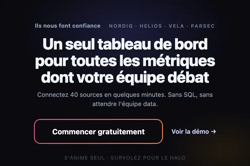 Commencer gratuitement — landing d'un SaaS — CTA Gradient Border exemple 1