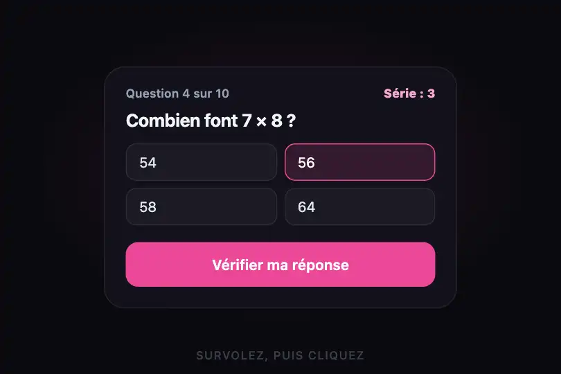 Valider une réponse — application de quiz ou d'apprentissage — Gummy Elastic exemple 1