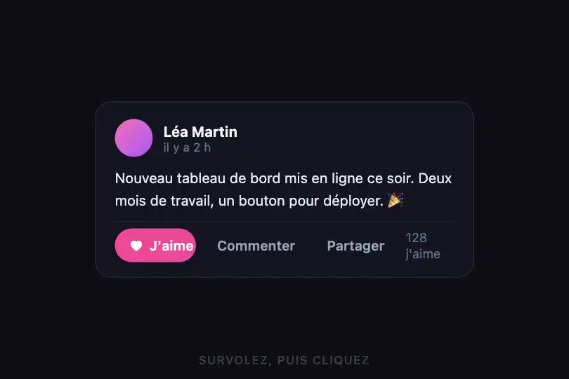 Bouton « J'aime » d'une carte de publication — Gummy Elastic exemple 2