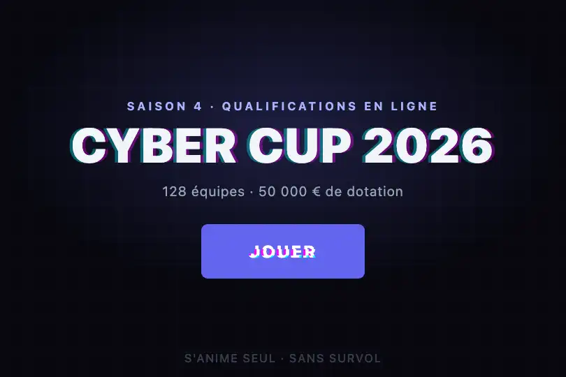 Bouton « Jouer » — landing de tournoi esport ou de jeu — Glitch Effect exemple 1