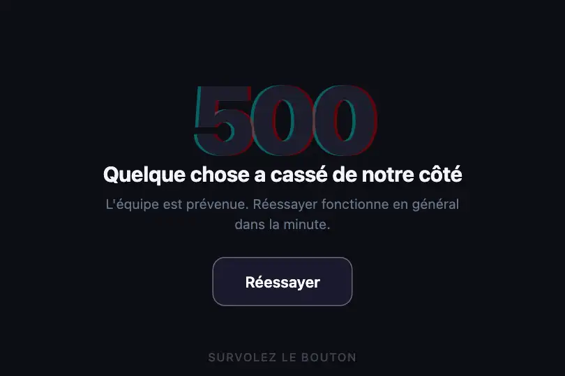 Réessayer — page d'erreur serveur — RGB Split exemple 3