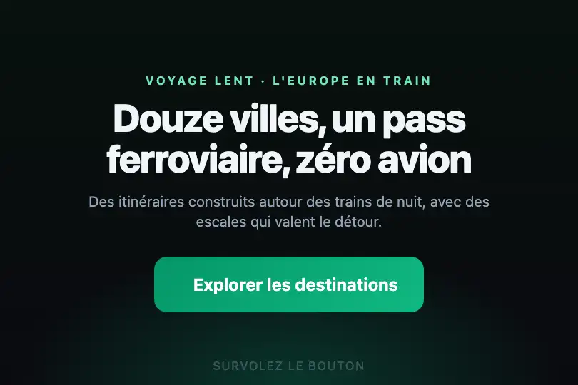 Explorer les destinations — landing d'un site de voyage — Slide Reveal Icon exemple 1