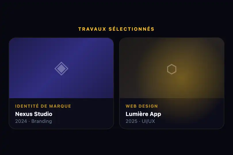Galerie portfolio — Éclairage de scène sur les projets — Spotlight Effect exemple 3