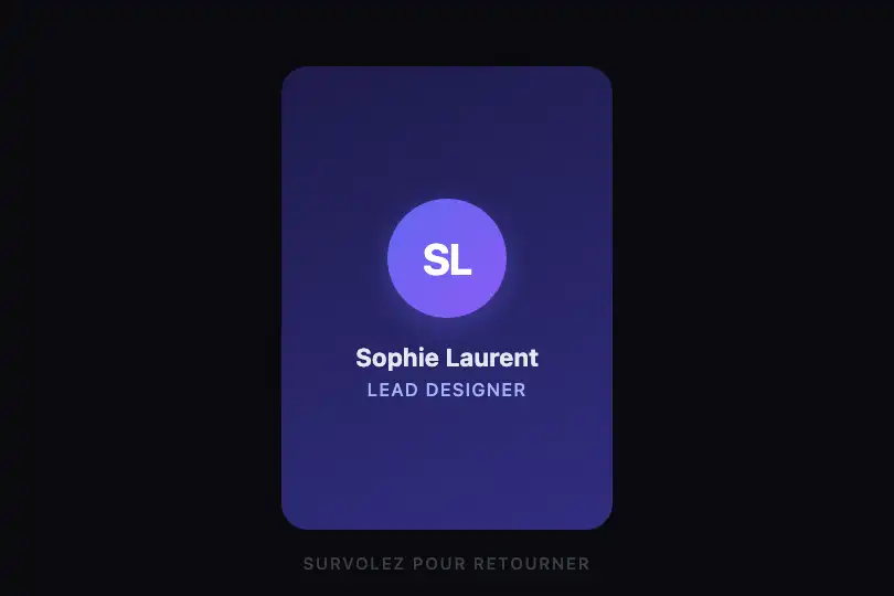 Team member card — About page or portfolio — Flip Card example 1