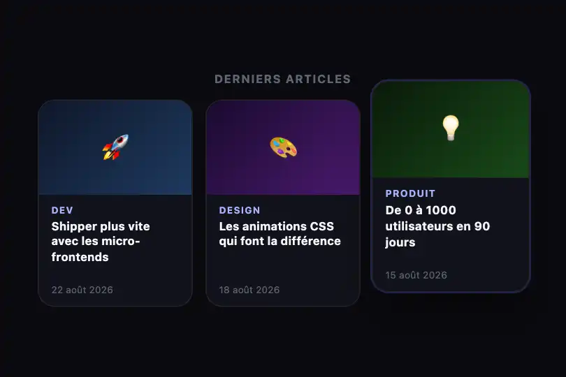 Grille d'articles — Flux de contenu éditorial — Hover Lift exemple 3