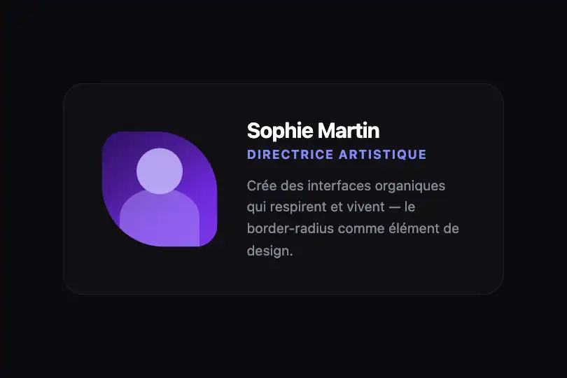 Cadre organique — Avatar ou portrait sur une page profil — Morphing Shape exemple 3