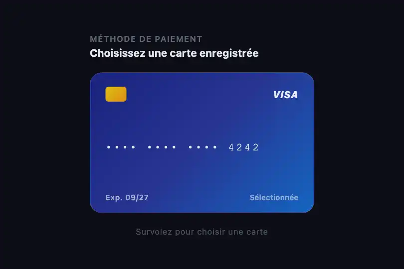 Payment method selector — Stacked Cards example 1