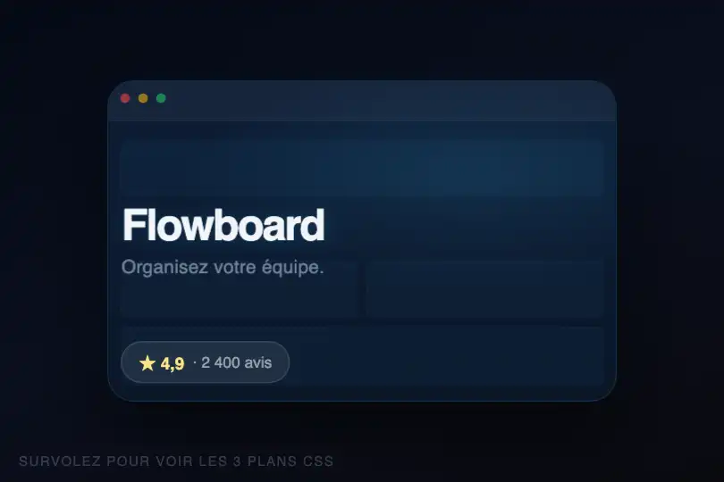 Hero de landing page — panneau de présentation d'application — Parallax Layers exemple 2