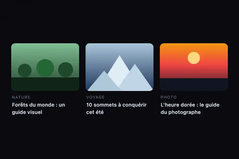 Galerie éditoriale — Grille d'articles avec vignettes — Image Zoom exemple 1
