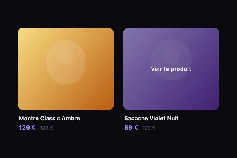 Catalogue produit — Carte e-commerce avec nom et prix — Image Zoom exemple 2