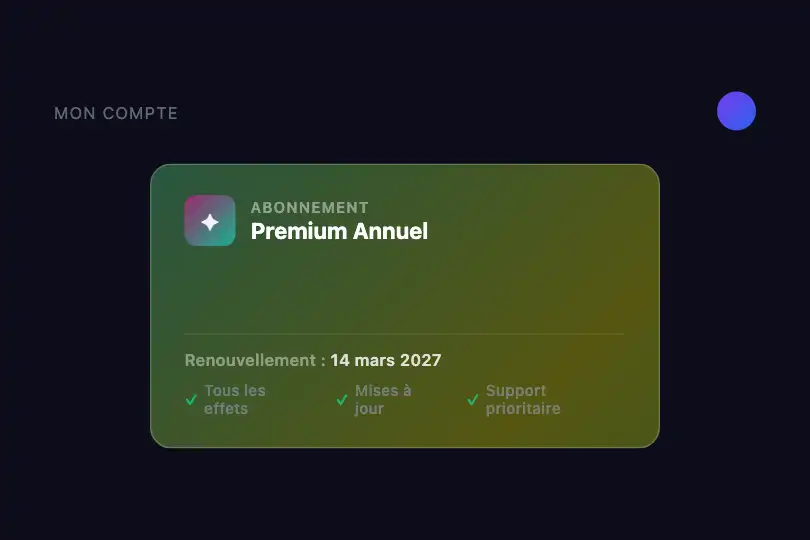 Dashboard — Premium membership card — Holographic example 1