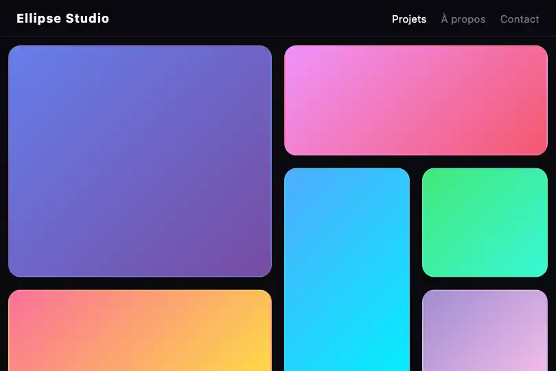 Portfolio créatif — navigation par discipline — Bento with Images exemple 1