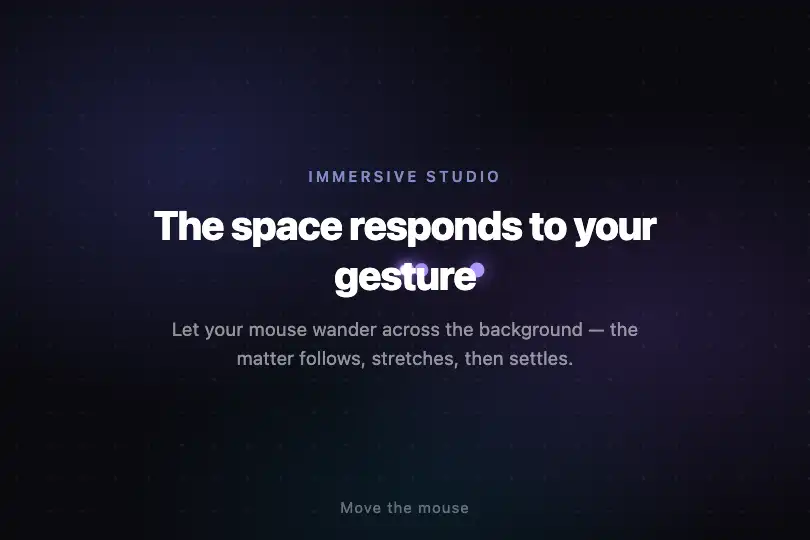 Ambient hero — dark interactive background — Cursor Trail example 2