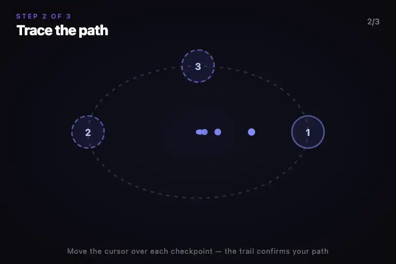 Guided onboarding — trace a path — Cursor Trail example 3