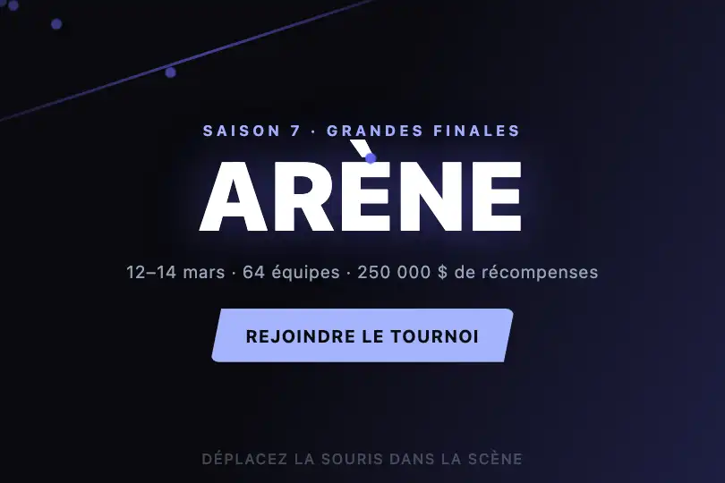 Landing d'un tournoi e-sport — traînée sur le hero — Cursor Trail Effect exemple 1