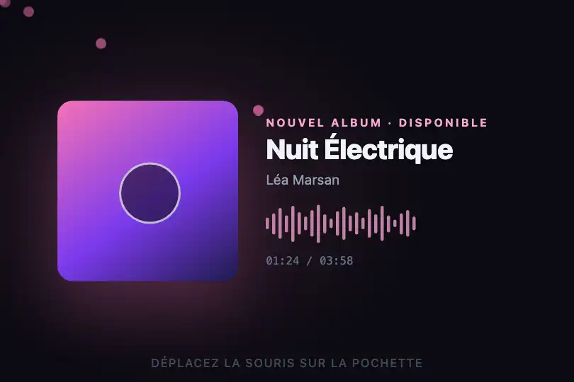 Sortie d'album — panneau de lecture — Cursor Trail Effect exemple 2