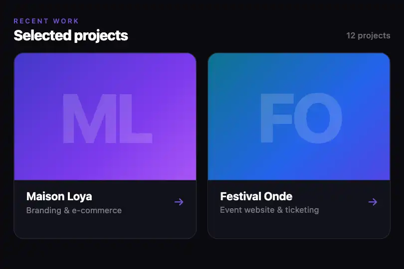 Portfolio thumbnails or a project grid — Magnetic Cursor example 3